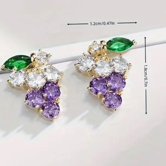 πππ π Crystal Grape BunchβCluster Earrings πβ¨ - Picture 6 of 10